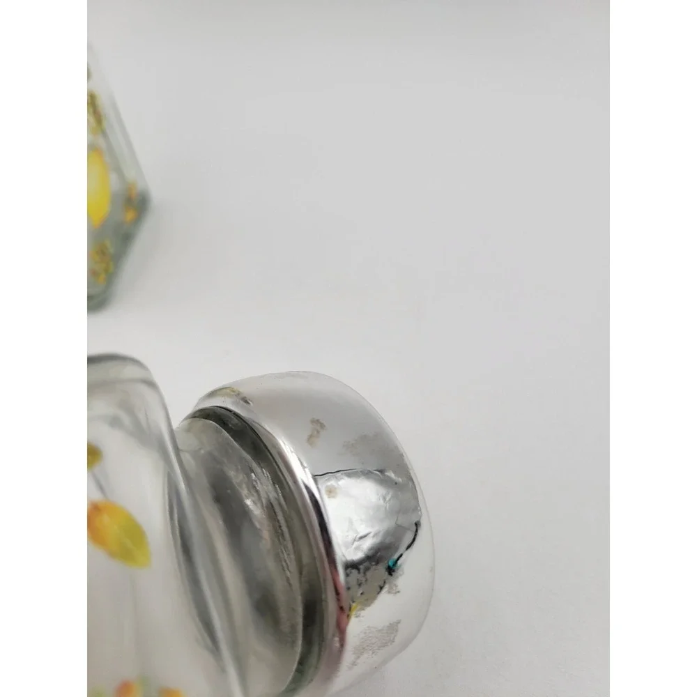 Yellow Lemon fruit design Clear Glass Salt And Pepper shakers Set